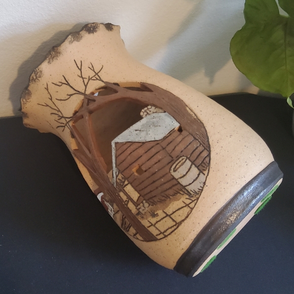 Barbara Bates Sgraffito Stoneware Candle Holder, set of 2 - Picture 4 of 7